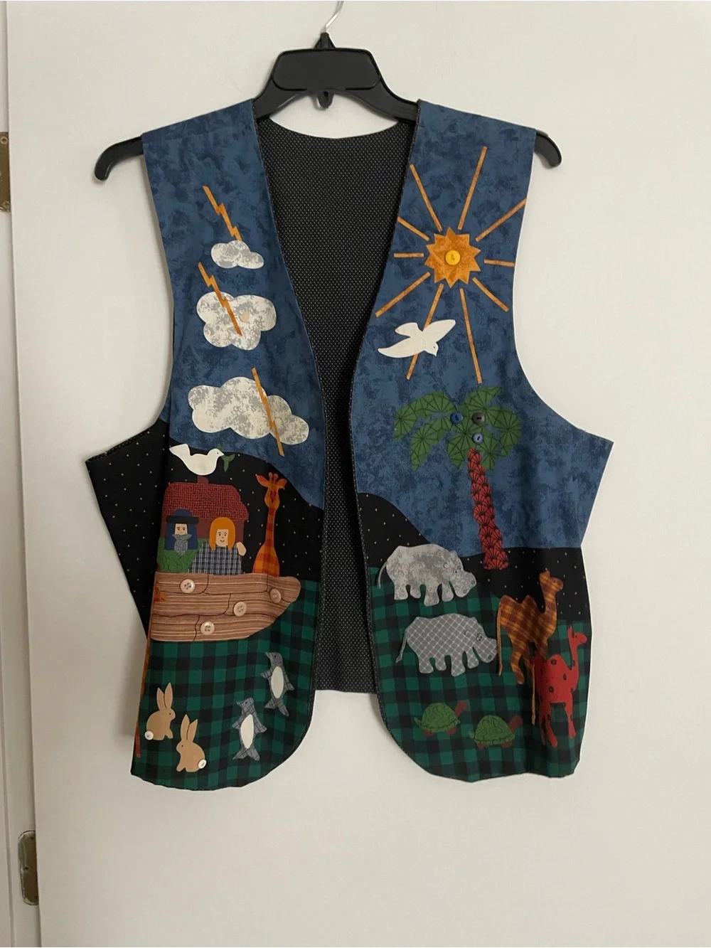 Handmade Noah's Ark Appliqué Patchwork Vest XL/XXL